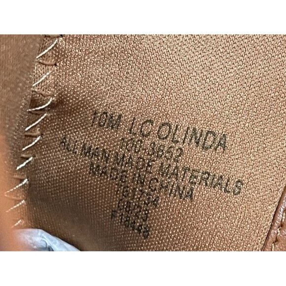 Liz Claiborne Size 10 M Olinda Cognac Faux Leather Block Heel Ankle Boots - Picture 10 of 10